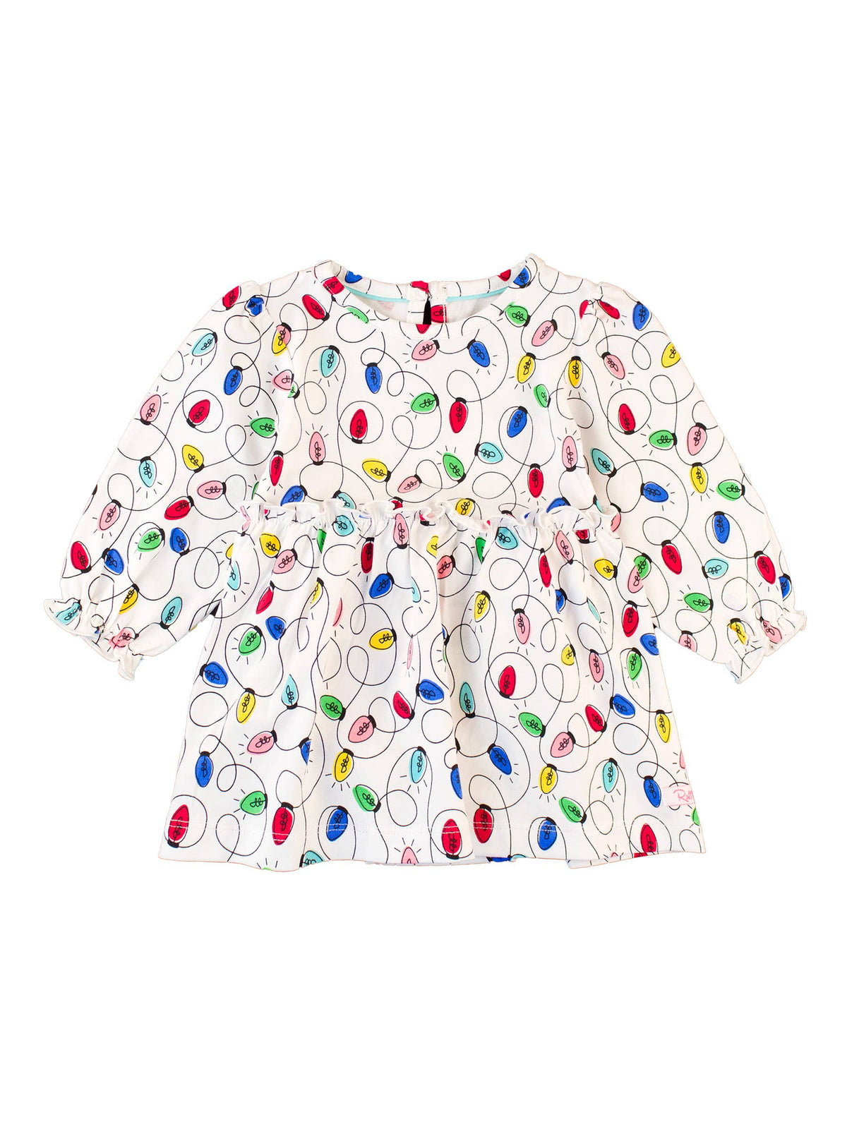 Baby Girls Holiday Lights Knit Long Sleeve Skirted Romper