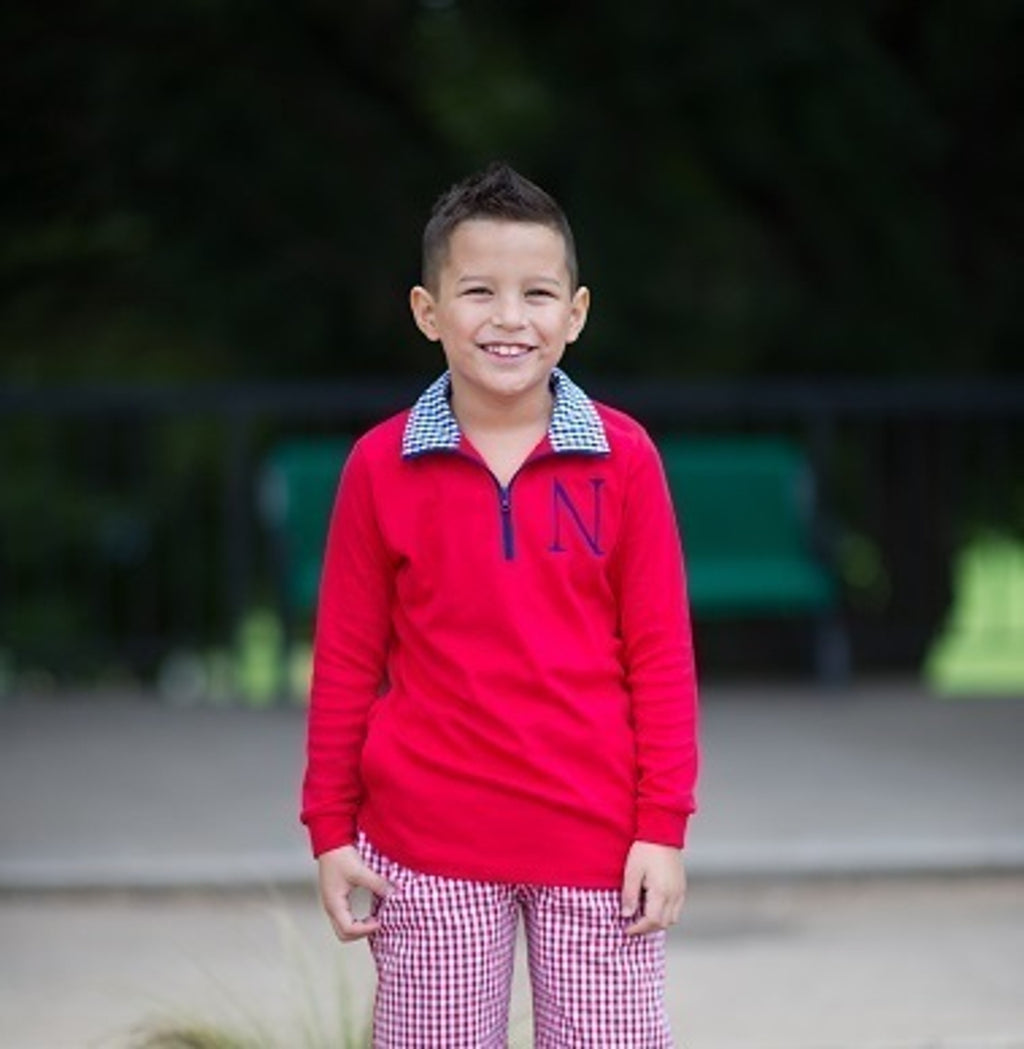 Monogrammed Darling Dapper Plaid Collar Pullover