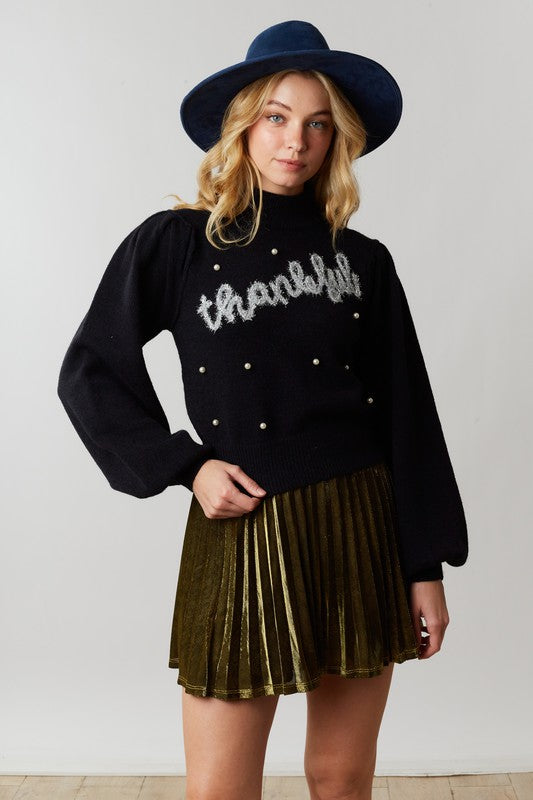 Thankful Tensill & Pearl Studded Sweater