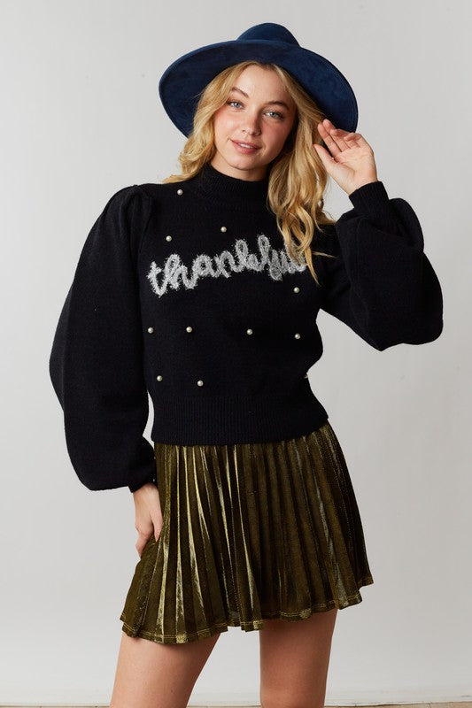 Thankful Tensill & Pearl Studded Sweater